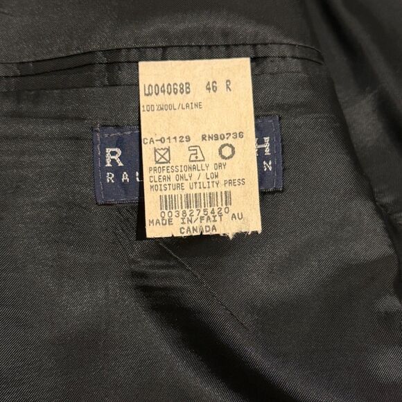 Ralph Lauren Mens Gray 3 Button Front Suit Jacket Pure New Wool Size 46R - Picture 4 of 13